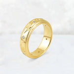 Round Cut Moissanite Vine Engraved Men’s Wedding Band - Additional view