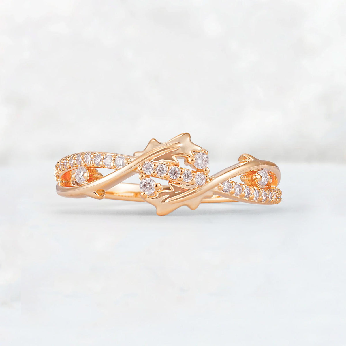 Nature-Inspired Twisted Vine Moissanite Band with Pavé Accents - Additional view