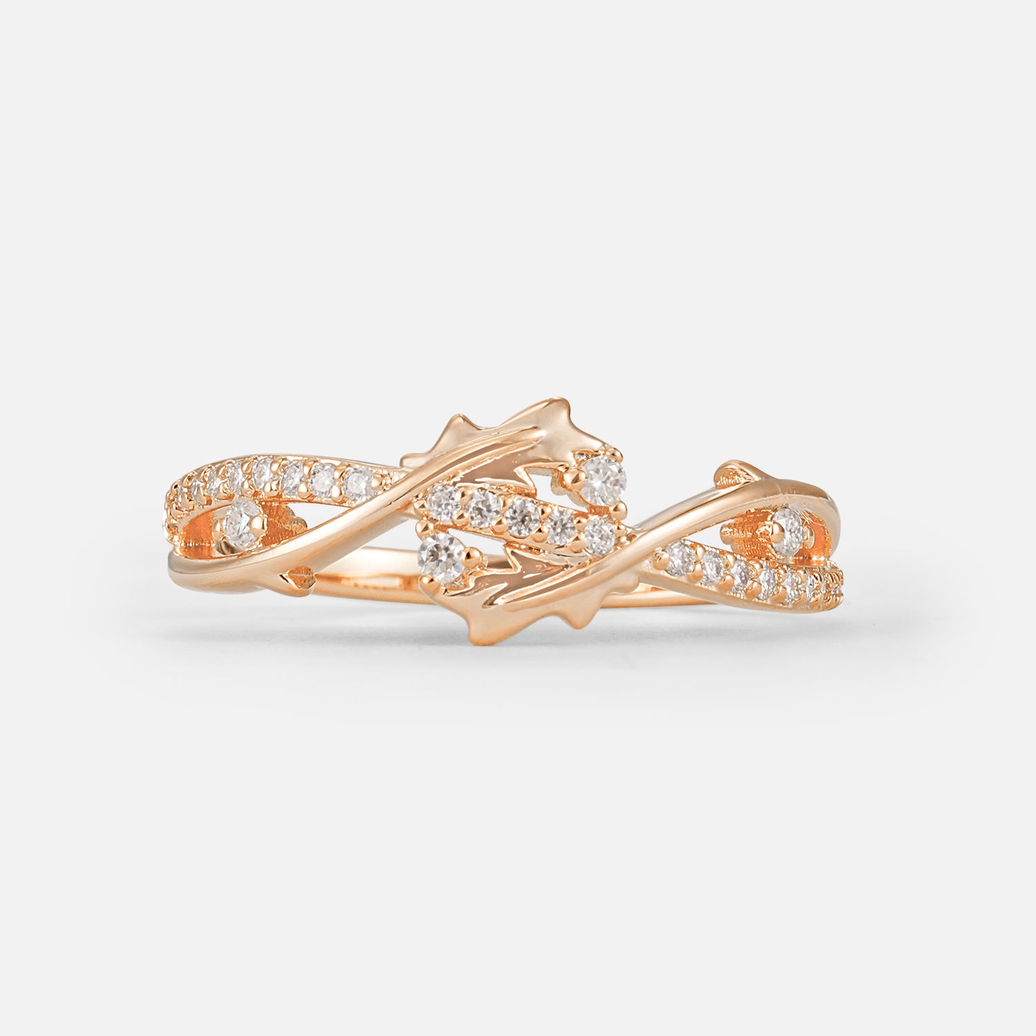 Nature-Inspired Twisted Vine Moissanite Band with Pavé Accents