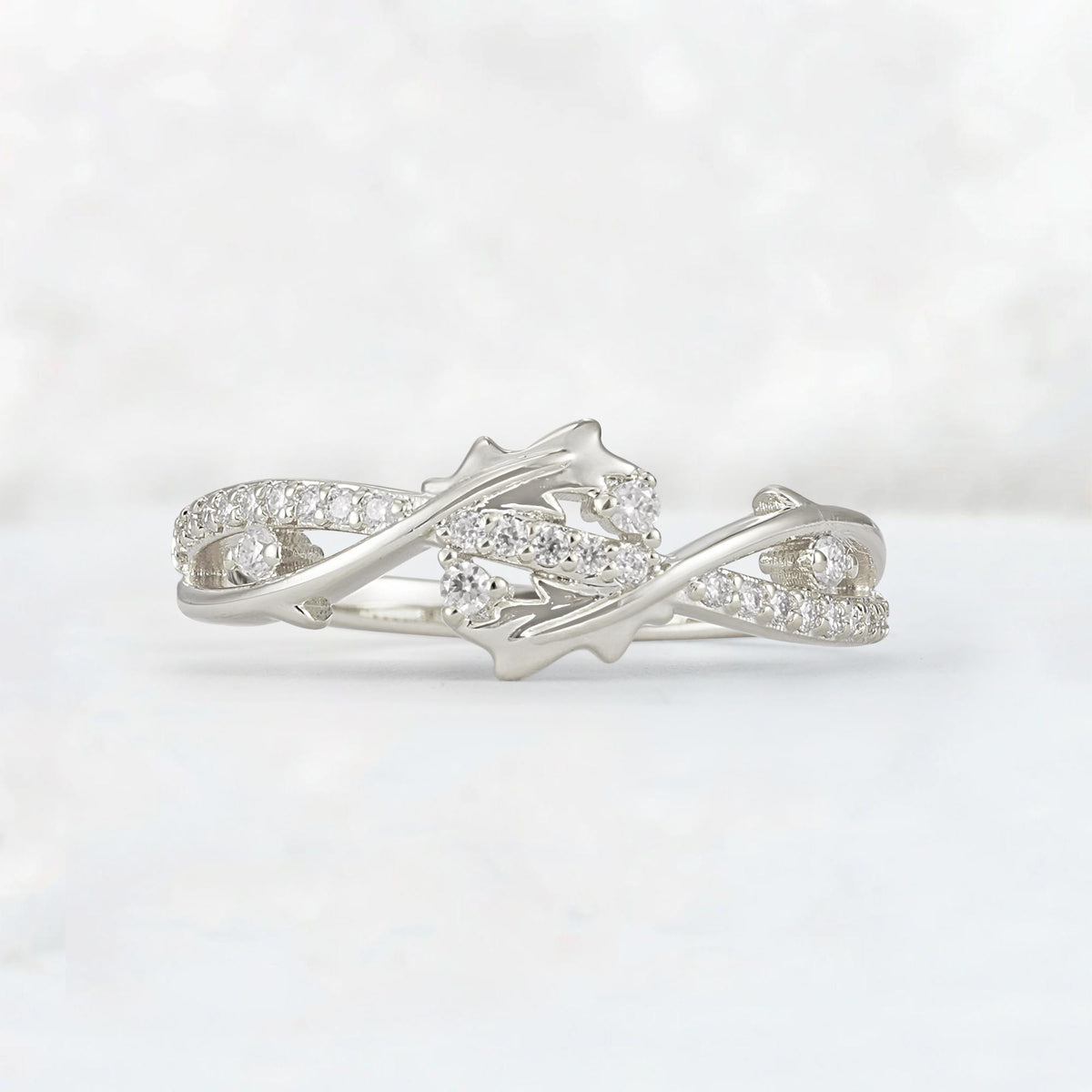 Nature-Inspired Twisted Vine Moissanite Band with Pavé Accents - Additional view