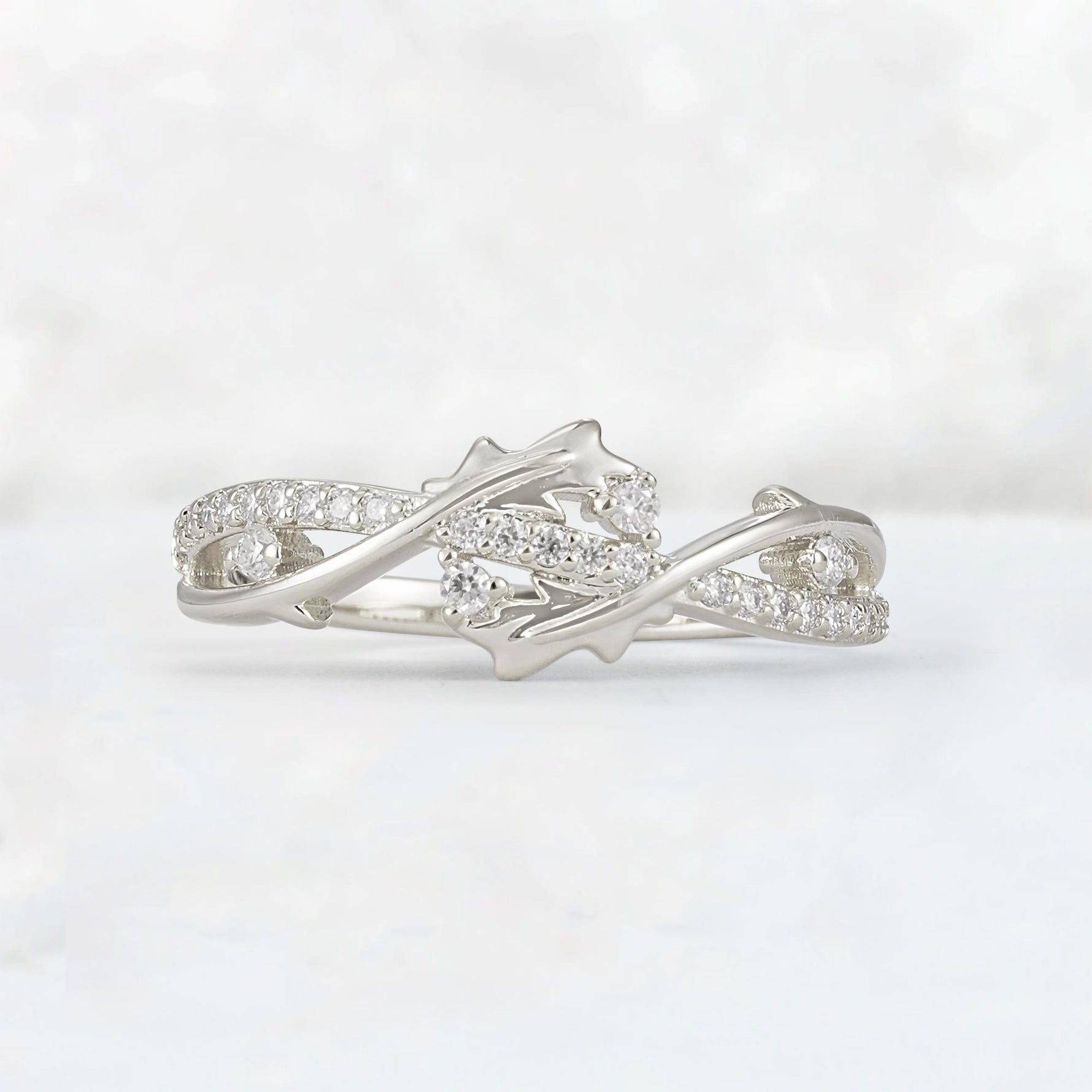 Nature-Inspired Twisted Vine Moissanite Band with Pavé Accents - Additional view