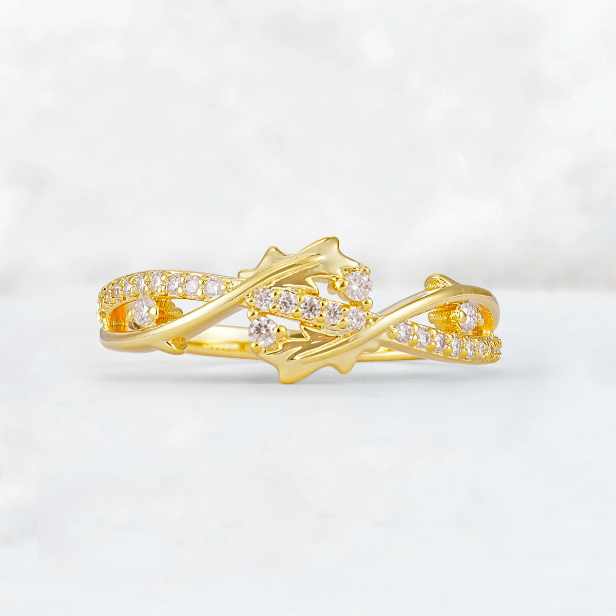Nature-Inspired Twisted Vine Moissanite Band with Pavé Accents - Additional view
