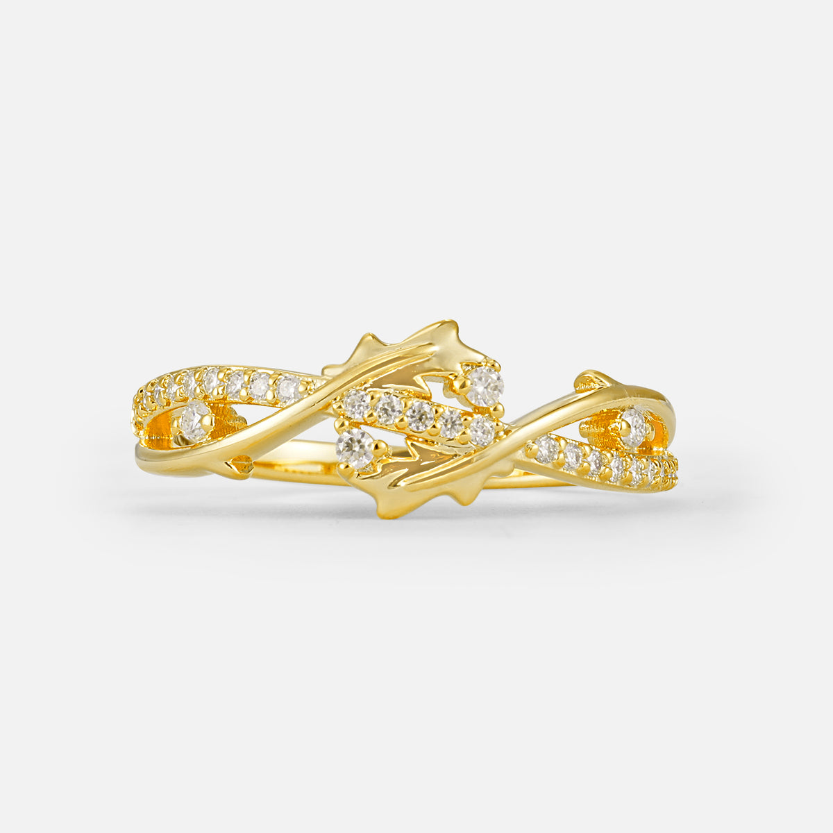 Nature-Inspired Twisted Vine Moissanite Band with Pavé Accents