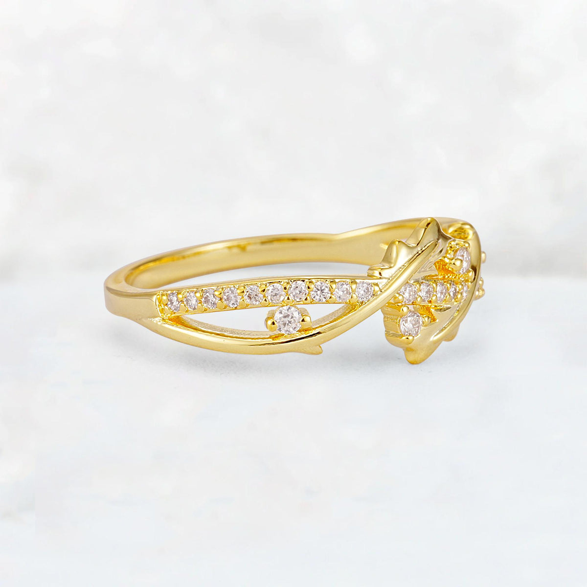 Nature-Inspired Twisted Vine Moissanite Band with Pavé Accents - Additional view
