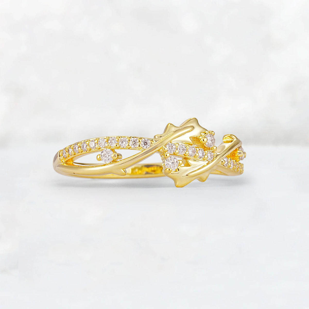 Nature-Inspired Twisted Vine Moissanite Band with Pavé Accents - Additional view