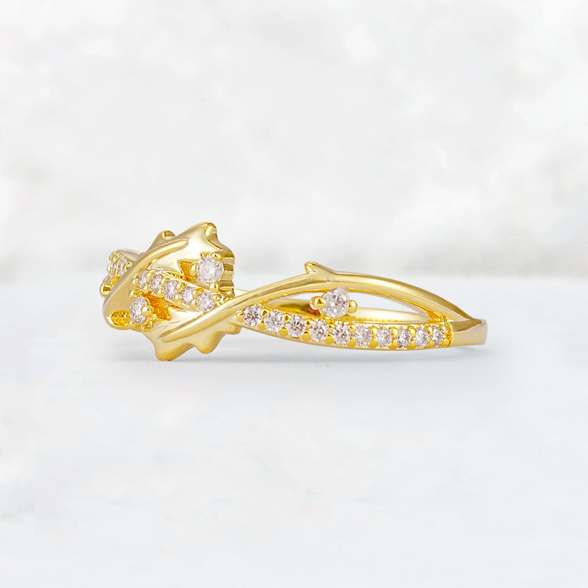 Nature-Inspired Twisted Vine Moissanite Band with Pavé Accents - Additional view