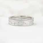 Nature-Inspired Engraved Leaf Vine Wedding Band with Round Cut Moissanite Accents - Additional view