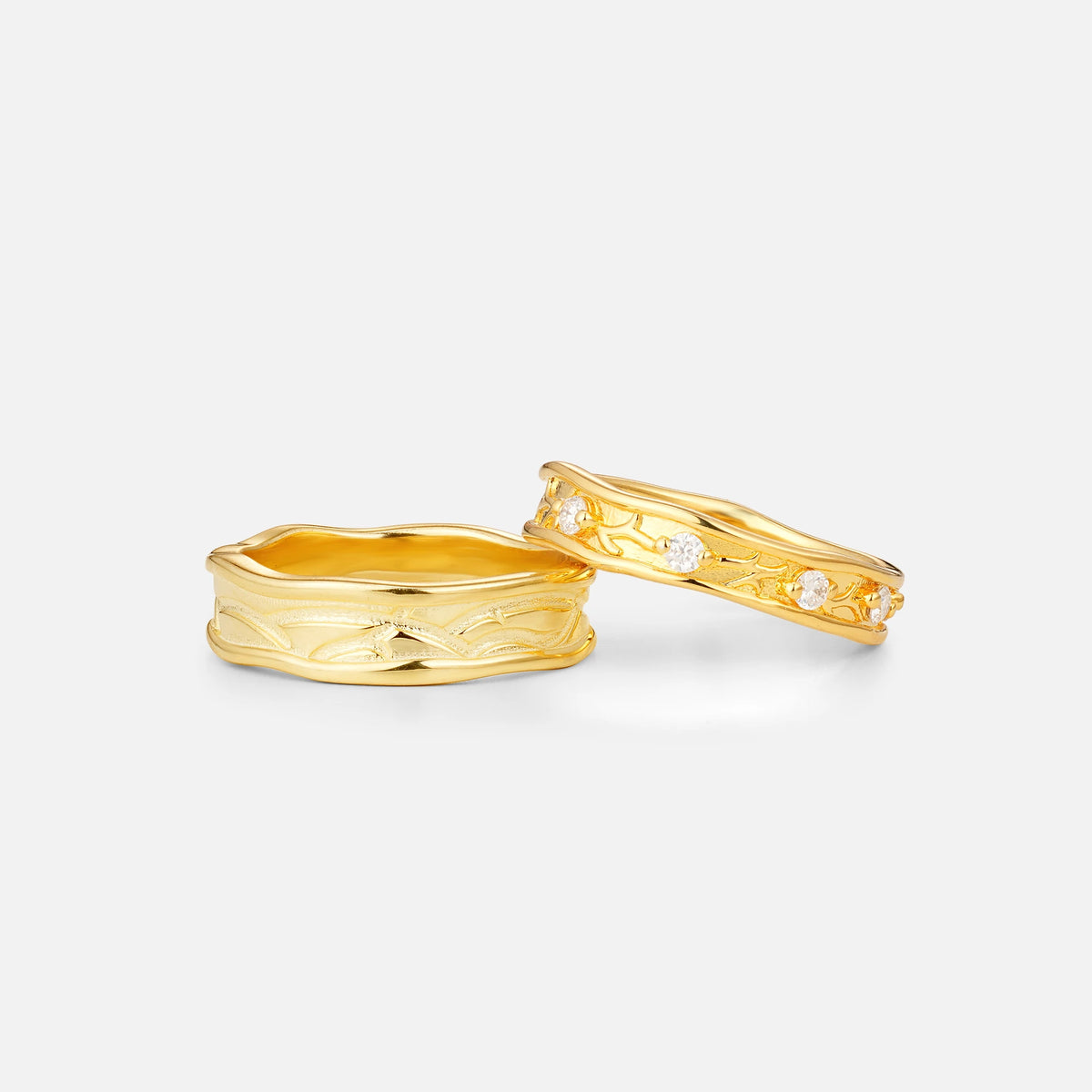 Nature-Inspired Vine Moissanite His and Hers Couple Ring