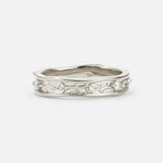 Round Moissanite Vine Wedding Band with Openwork Leaf Design - Additional view