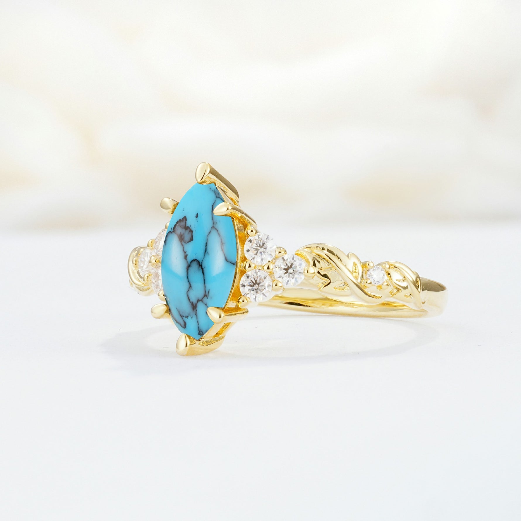 SR17467 Turquoise Ring - White-Gold