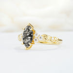 SR17467 Black Rutilated Quartz Ring - White-Gold