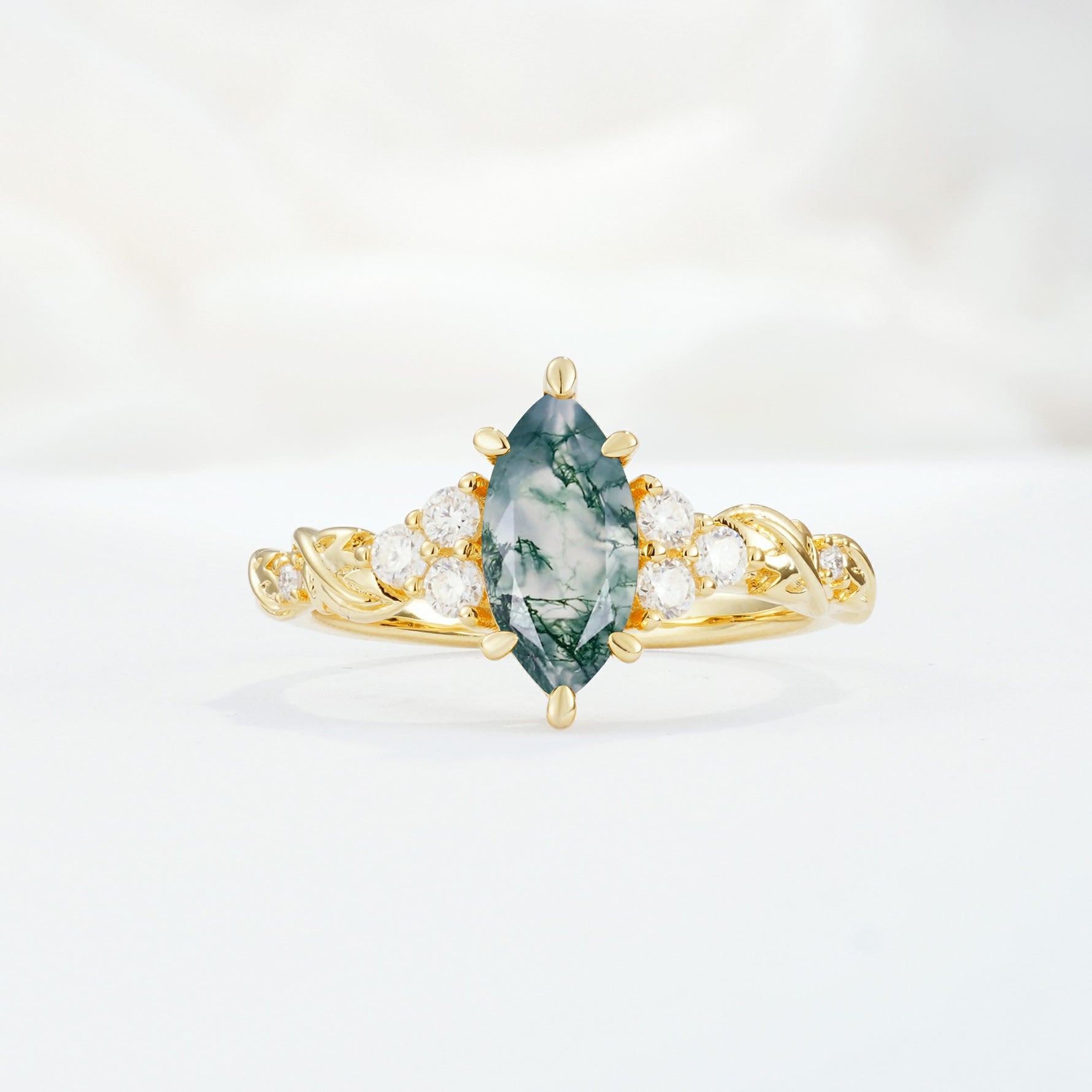 SR17467 Moss Agate Ring - Yellow-Gold