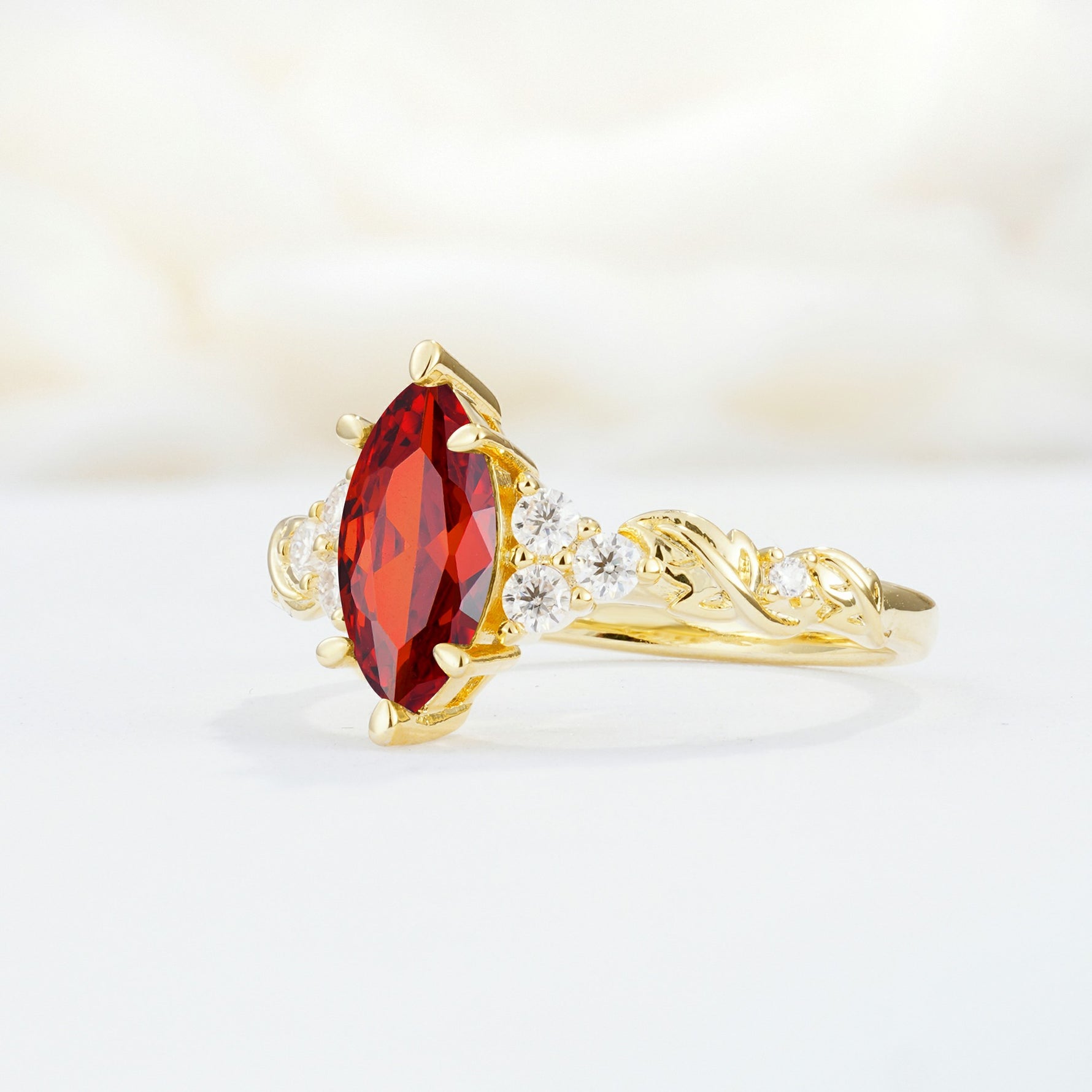 SR17467 Garnet Ring - White-Gold