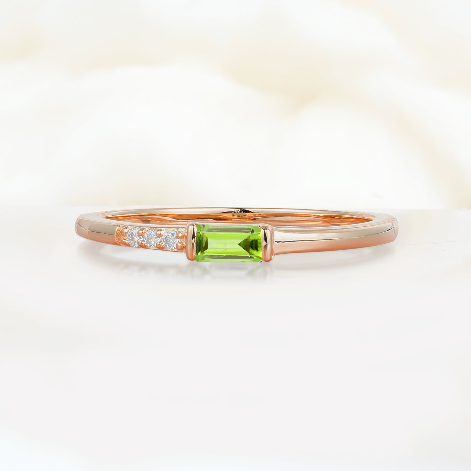 Elegant Emerald Cut Peridot Engagement Ring