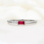 Emerald Cut Ruby Stacking Band with Pavé Accent - Additional view