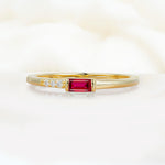 Emerald Cut Ruby Stacking Band with Pavé Accent - Additional view