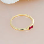 Emerald Cut Ruby Stacking Band with Pavé Accent - Additional view