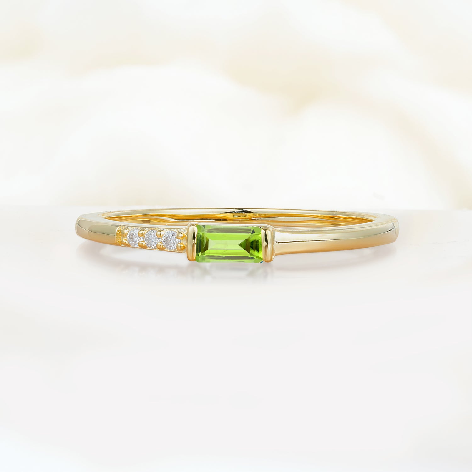 Elegant Emerald Cut Peridot Engagement Ring