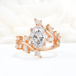 Romantic Oval Cut Marquise Leaf Cluster Moissanite Engagement Ring - Additional view