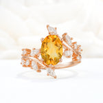 Romantic Oval Cut Marquise Leaf Cluster Citrine Engagement Ring - Additional view