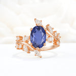 Romantic Oval Cut Marquise Leaf Cluster Tanzanite Engagement Ring - Additional view