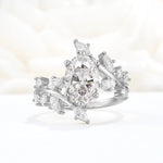 Romantic Oval Cut Marquise Leaf Cluster Moissanite Engagement Ring - Additional view