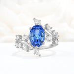 Romantic Oval Cut Marquise Leaf Cluster Sapphire Engagement Ring - Additional view