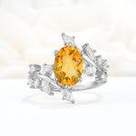 Romantic Oval Cut Marquise Leaf Cluster Citrine Engagement Ring - Additional view