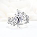 Romantic Oval Cut Marquise Leaf Cluster Lab Diamond Engagement Ring - Additional view