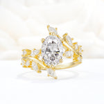 Romantic Oval Cut Marquise Leaf Cluster Moissanite Engagement Ring - Additional view