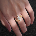Romantic Oval Cut Marquise Leaf Cluster Moissanite Engagement Ring - Additional view