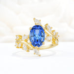 Romantic Oval Cut Marquise Leaf Cluster Sapphire Engagement Ring - Additional view