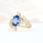Romantic Oval Cut Marquise Leaf Cluster Sapphire Engagement Ring - Additional view