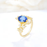 Romantic Oval Cut Marquise Leaf Cluster Sapphire Engagement Ring - Additional view