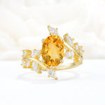 Romantic Oval Cut Marquise Leaf Cluster Citrine Engagement Ring - Additional view