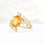 Romantic Oval Cut Marquise Leaf Cluster Citrine Engagement Ring - Additional view