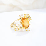 Romantic Oval Cut Marquise Leaf Cluster Citrine Engagement Ring - Additional view