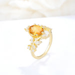 Romantic Oval Cut Marquise Leaf Cluster Citrine Engagement Ring - Additional view