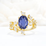 Romantic Oval Cut Marquise Leaf Cluster Tanzanite Engagement Ring - Additional view