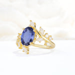 Romantic Oval Cut Marquise Leaf Cluster Tanzanite Engagement Ring - Additional view