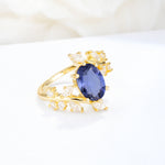 Romantic Oval Cut Marquise Leaf Cluster Tanzanite Engagement Ring - Additional view