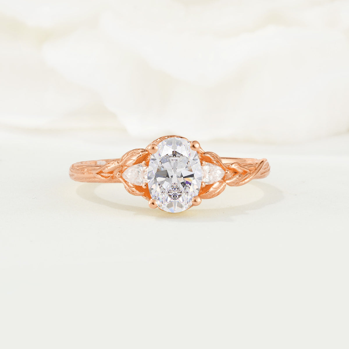 Nature Inspired Heart Cut Moissanite Bridal Ring Set - Additional view