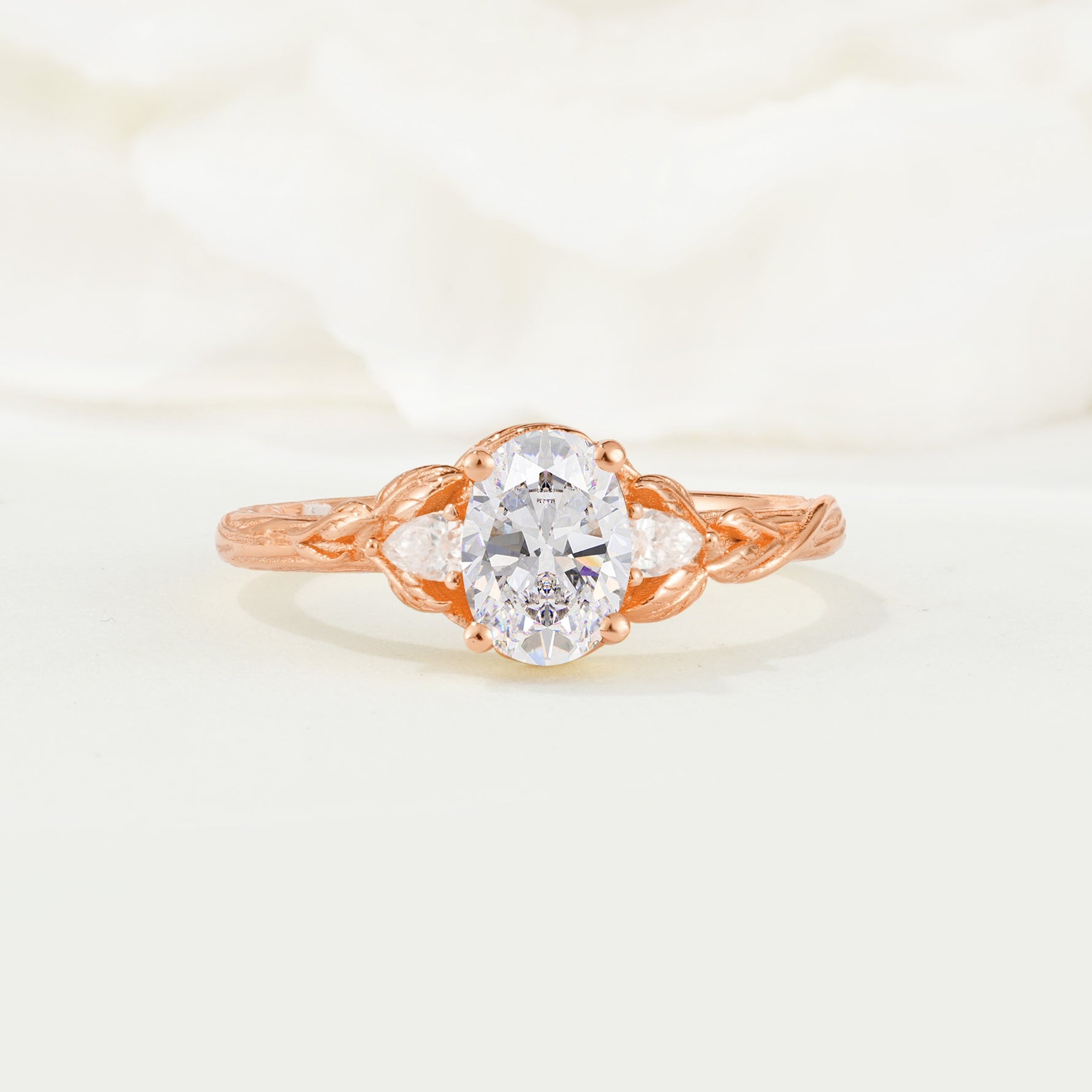 Nature Inspired Heart Cut Moissanite Bridal Ring Set - Additional view