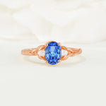 Nature Inspired Heart Cut Sapphire Bridal Ring Set - Additional view