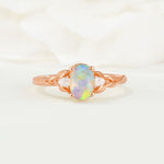 Nature Inspired Heart Cut Fire Opal Bridal Ring Set - Additional view