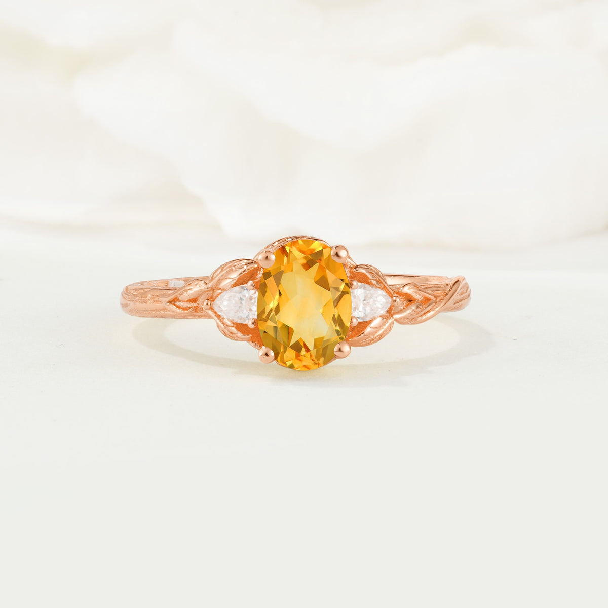 Nature Inspired Heart Cut Citrine Bridal Ring Set - Additional view