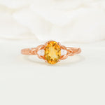 Nature Inspired Heart Cut Citrine Bridal Ring Set - Additional view