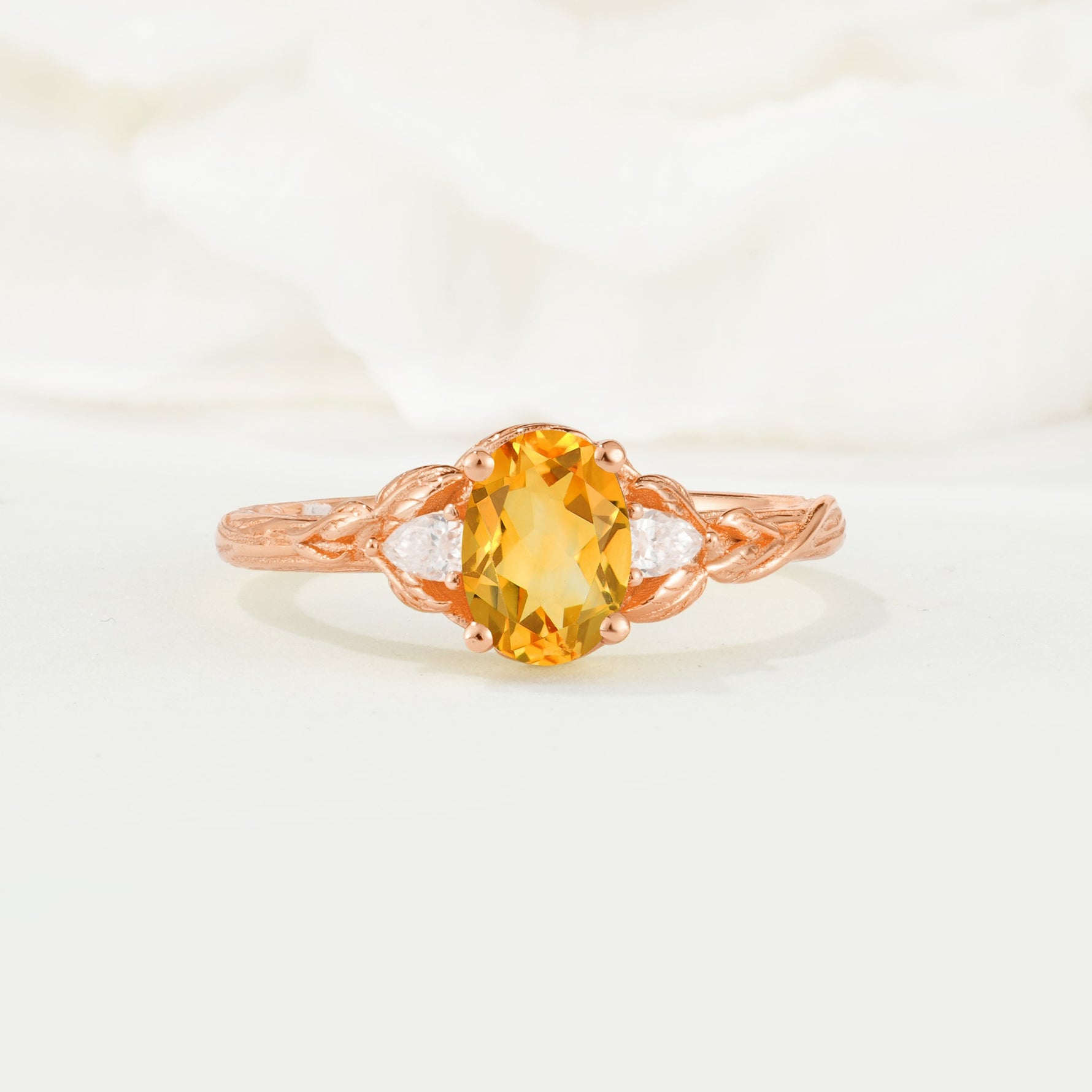 Nature Inspired Heart Cut Citrine Bridal Ring Set - Additional view