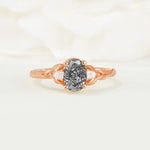 Nature Inspired Heart Cut Black Rutilated Quartz Bridal Ring Set - Additional view