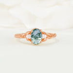 Nature Inspired Heart Cut Moss Agate Bridal Ring Set - Additional view